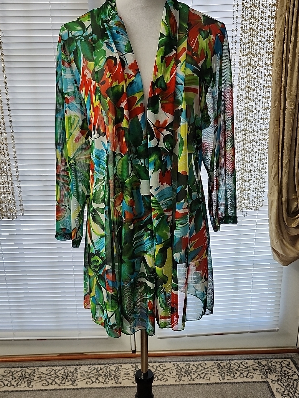 Serengeti Multicolor Tropical-Print Sheer Top
